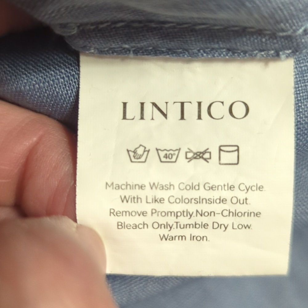 Lintico 100% Linen Blue Midi Skirt with Pockets Cottagecore Sz Small - Picture 8 of 9